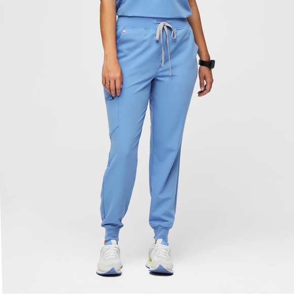 Figs Pants - Figs Women’s Zamora Jogger Scrub Pants in color Ceil Blue.